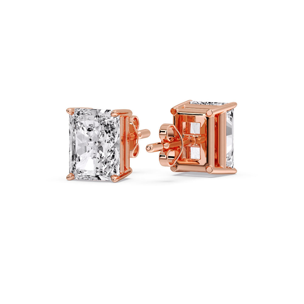 Radiant Diamond Basket Stud Earring Fascinating Diamonds