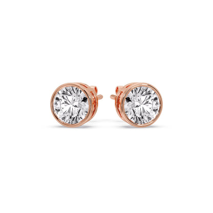 Round Cut Stud Bezel Set Earring Fascinating Diamonds