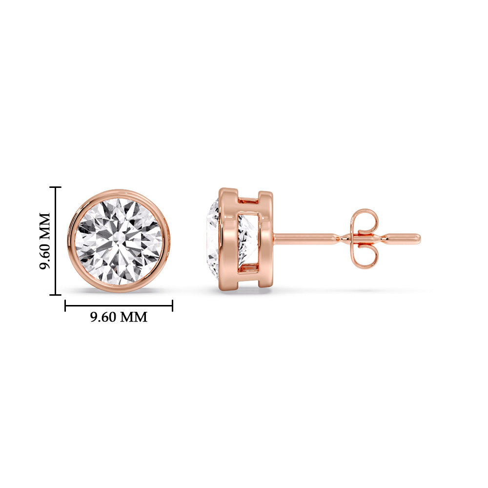 Round Cut Stud Bezel Set Earring Fascinating Diamonds