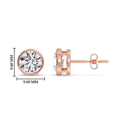 Round Cut Stud Bezel Set Earring Fascinating Diamonds