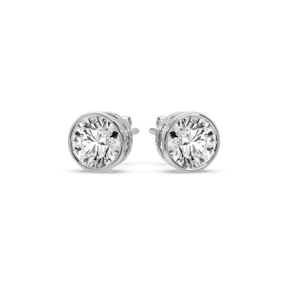 Round Cut Stud Bezel Set Earring Fascinating Diamonds
