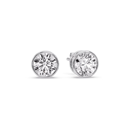 Round Cut Stud Bezel Set Earring Fascinating Diamonds