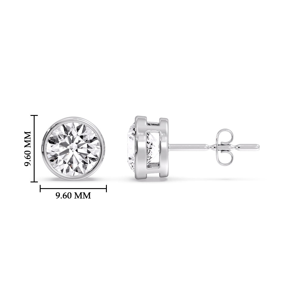 Round Cut Stud Bezel Set Earring Fascinating Diamonds