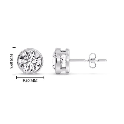 Round Cut Stud Bezel Set Earring Fascinating Diamonds