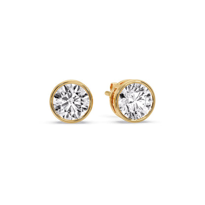 Round Cut Stud Bezel Set Earring Fascinating Diamonds