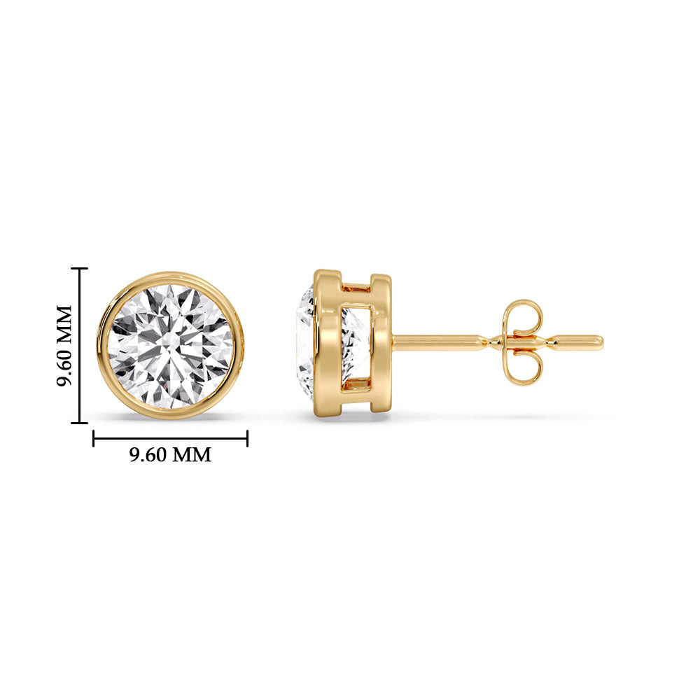 Round Cut Stud Bezel Set Earring Fascinating Diamonds