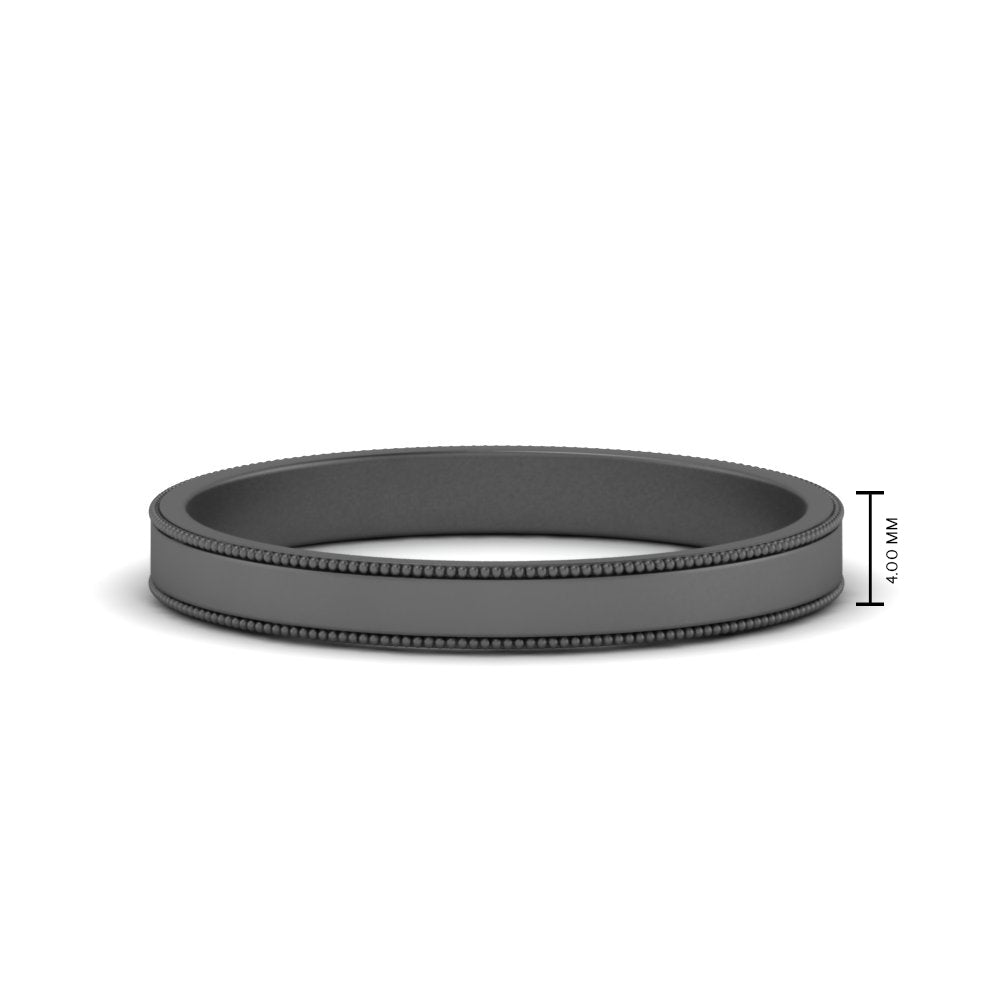 Flat Milgrain Mens Wedding Band Fascinating Diamonds