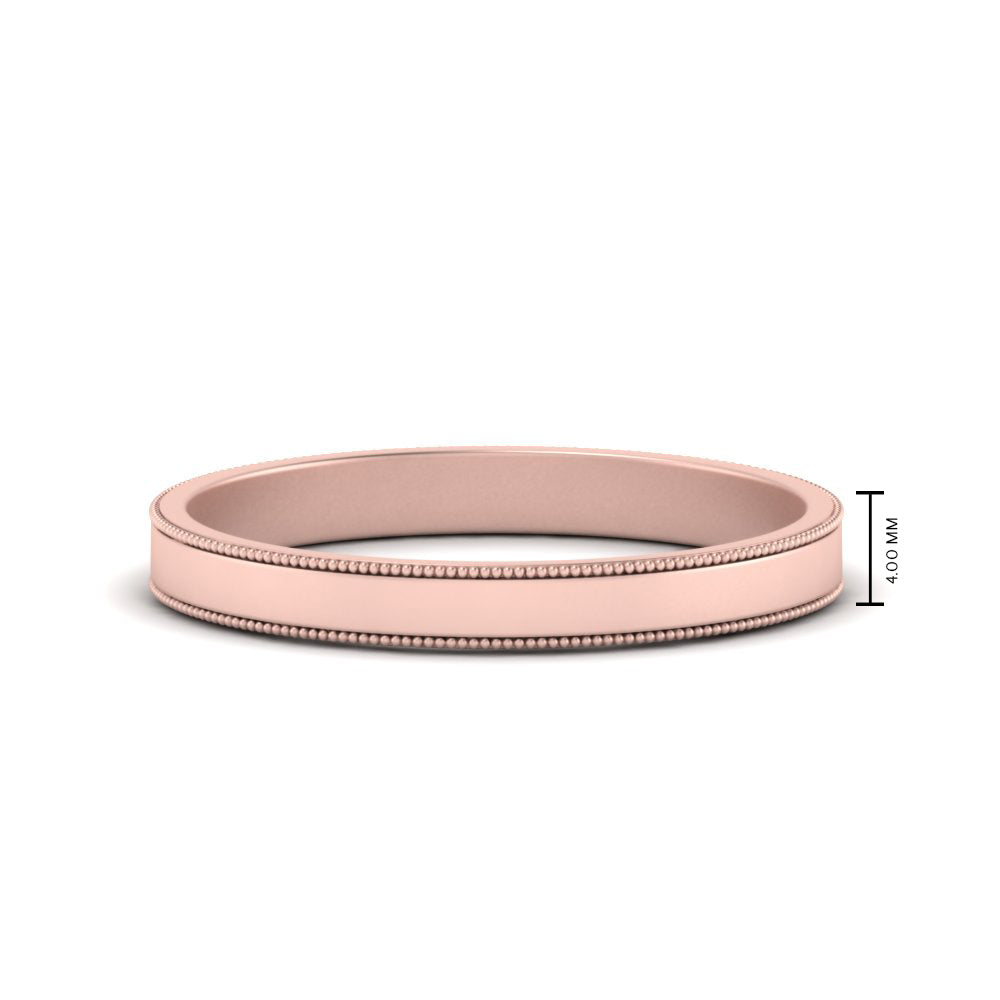 Flat Milgrain Mens Wedding Band Fascinating Diamonds