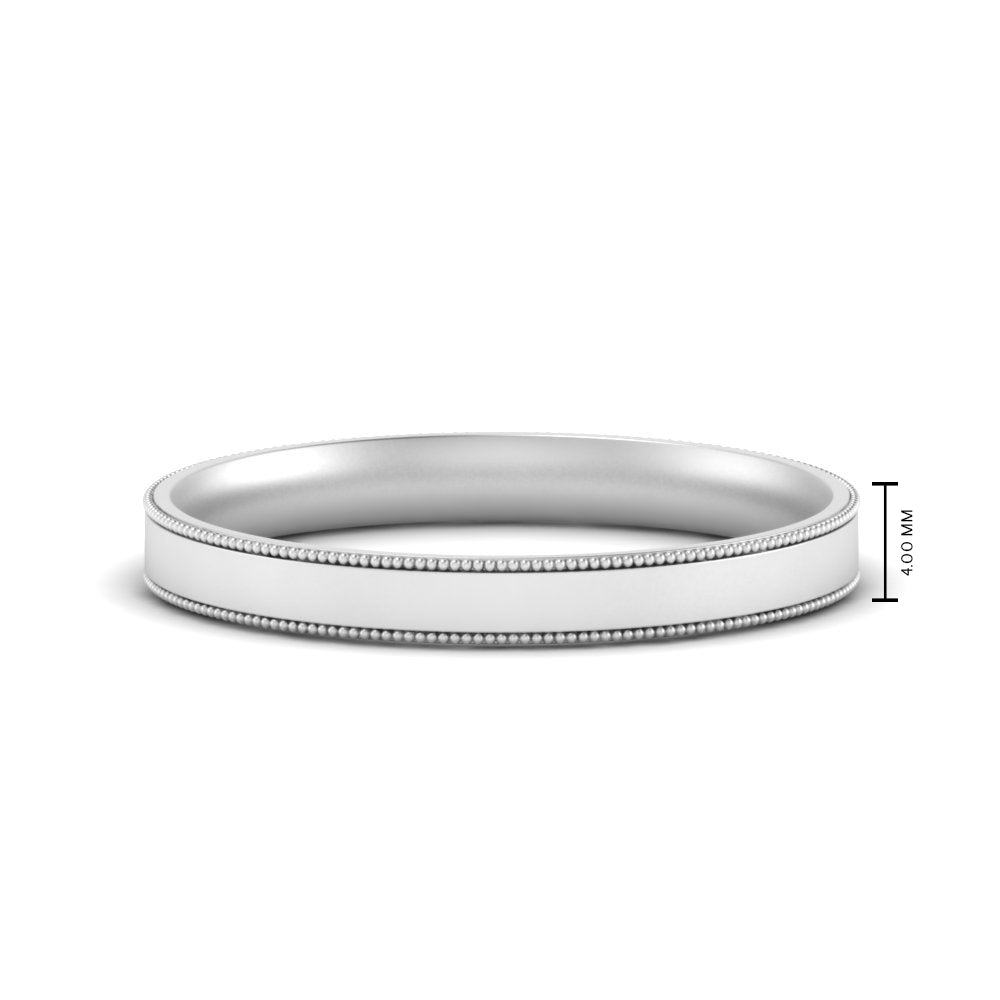 Stepped Edge Comfort Fit Flat Mens Band Fascinating Diamonds