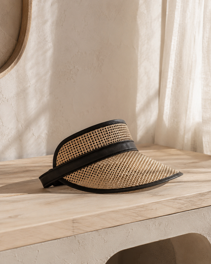 Sumi Leather and Cane Rattan Visor Village Thrive