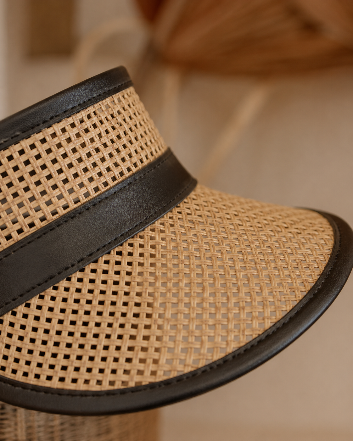 Sumi Leather and Cane Rattan Visor Village Thrive