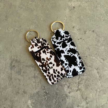 Chapstick Holder Keychain – Cow Print, Camo Pink Bow, Cowboy Toile, Barn Toile, croquette, duck, moon BashDesignsCo