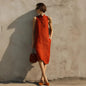 Women's Sleeveless A-Line Midi Dress – Solid Color Cotton Linen Casual FitiqueFit
