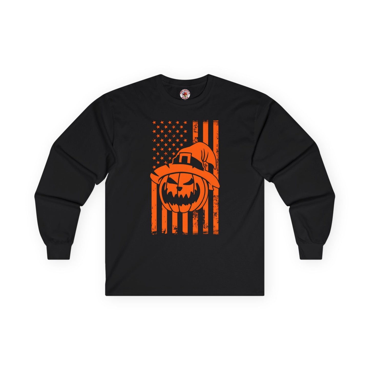 Pumpkin American Flag Long Sleeve Tee