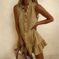 Cotton-Linen Ruffle Hem Sleeveless Mini Dress – 6 Colors, S–2XL FitiqueFit