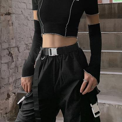 Summer Stylish Short Fitted T-Shirt for Women with a Round Neck, Hollow Design, And Long Sleeves, Perfect for Street Photography NovaCart