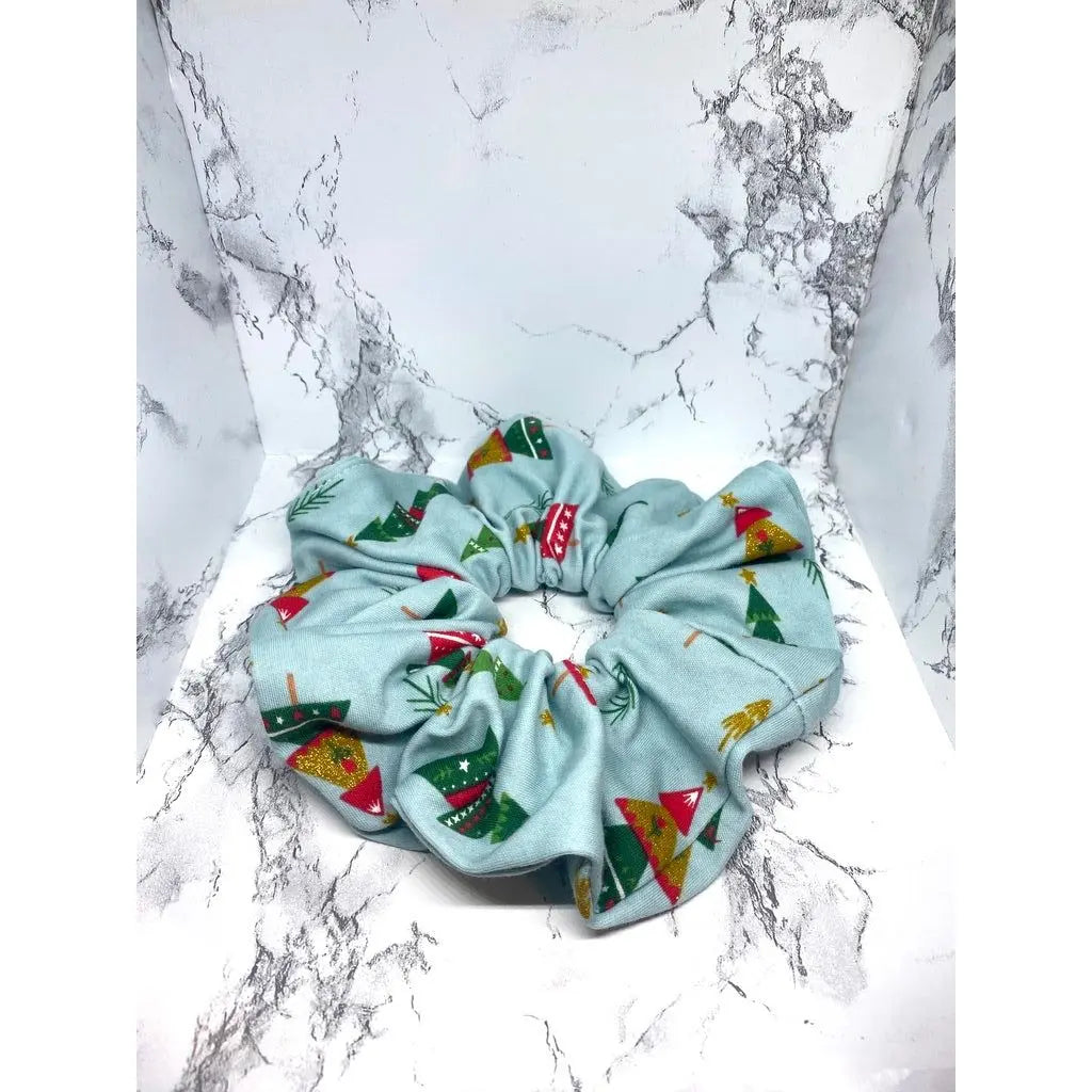 Blue Glitter Christmas Trees Christmas Scrunchie Enchanted Scrunch