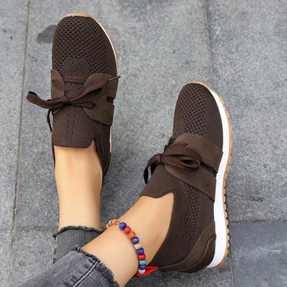 Women’s Lace‑Up Mesh Walking Flats FitiqueFit