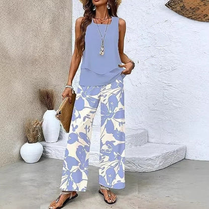 Women's 3D Print Two-Piece Vest & Pants Set – 12 Prints S–5XL FitiqueFit