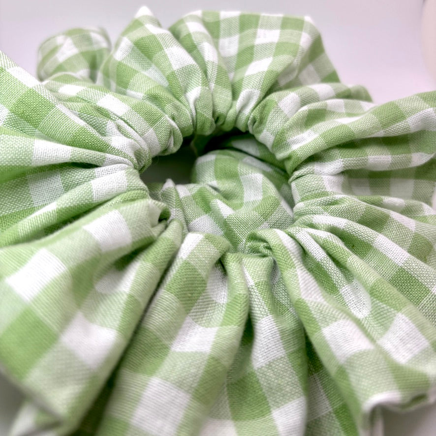 Light Green Gingham Spring Scrunchie Enchanted Scrunch