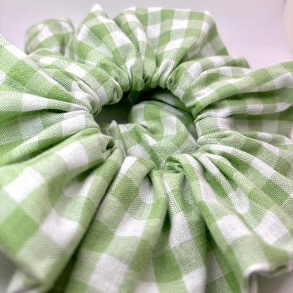 Light Green Gingham Spring Scrunchie Enchanted Scrunch
