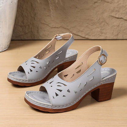 Retro Hollow-Out Buckle Strap Open-Toe Sandals – 4 Colors EU 36–43 FitiqueFit