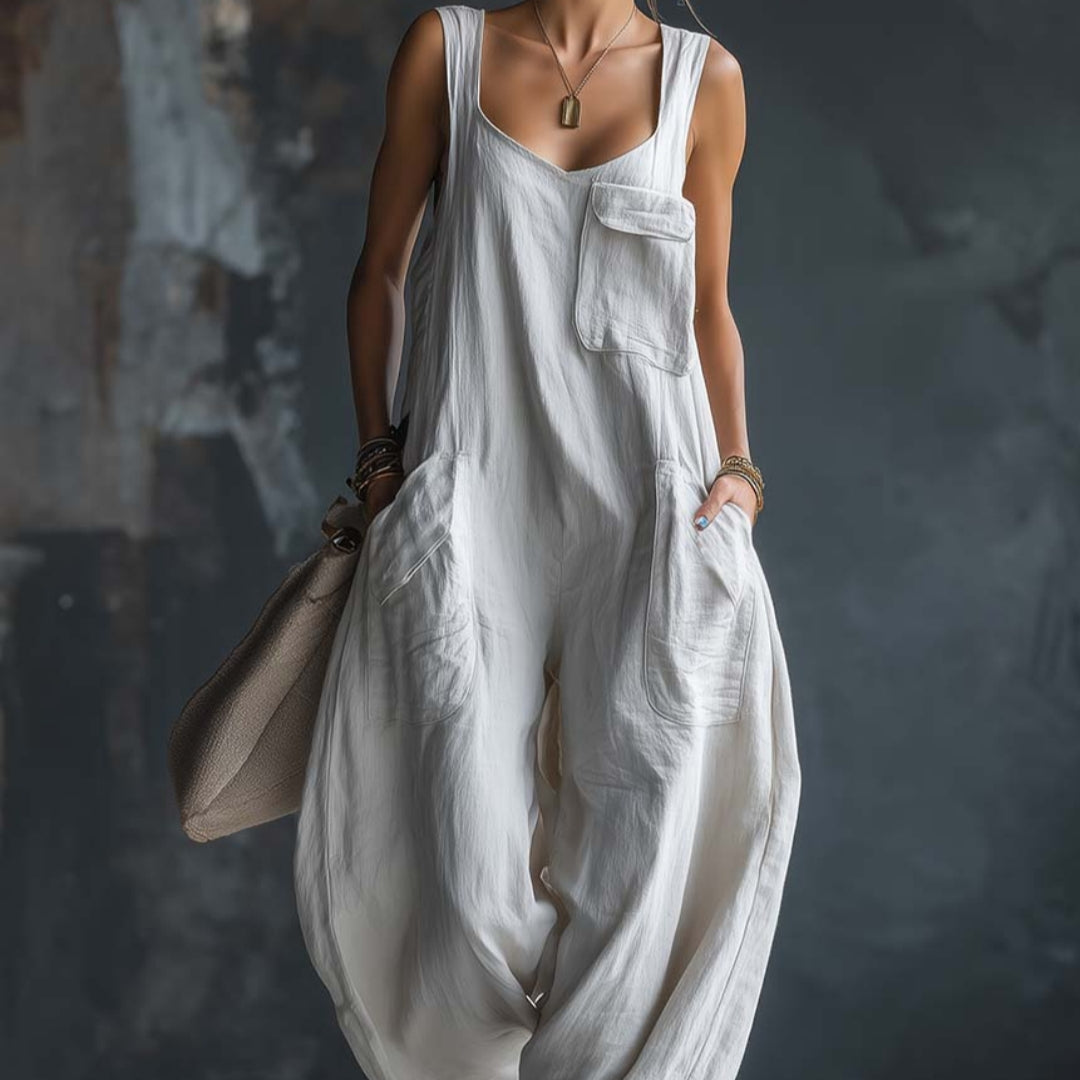 Women’s Casual Versatile Solid Color Loose Jumpsuit FitiqueFit