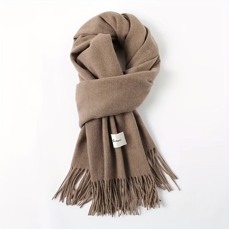 Solid Color Tassel Scarf, Hand Wash Only, Elegant Fringe Shawl for Women, Fashion Accessory NovaCart