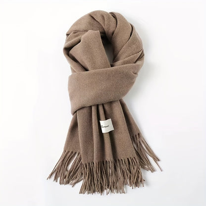 Solid Color Tassel Scarf, Hand Wash Only, Elegant Fringe Shawl for Women, Fashion Accessory NovaCart