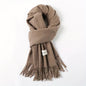 Solid Color Tassel Scarf, Hand Wash Only, Elegant Fringe Shawl for Women, Fashion Accessory NovaCart