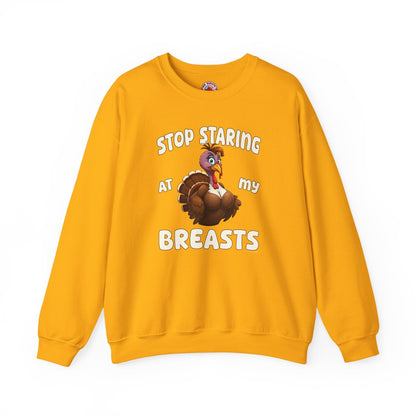 Stop Staring At My Breasts Crewneck Sweatshirt The Devil's Pickle