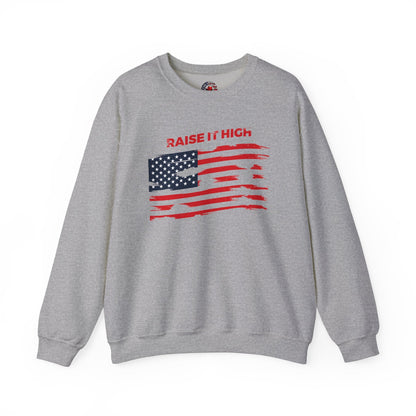 Raise It High American Flag Crewneck Sweatshirt The Devil's Pickle
