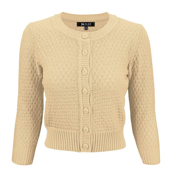 Cute Pattern Cropped Cardigan Sweater  3/4 Sleeve Shop Style & More | Fresh Looks, Everyday Deals & Free Shipping