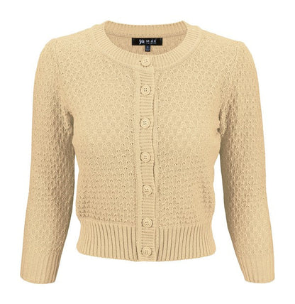Cute Pattern Cropped Cardigan Sweater  3/4 Sleeve Shop Style & More | Fresh Looks, Everyday Deals & Free Shipping