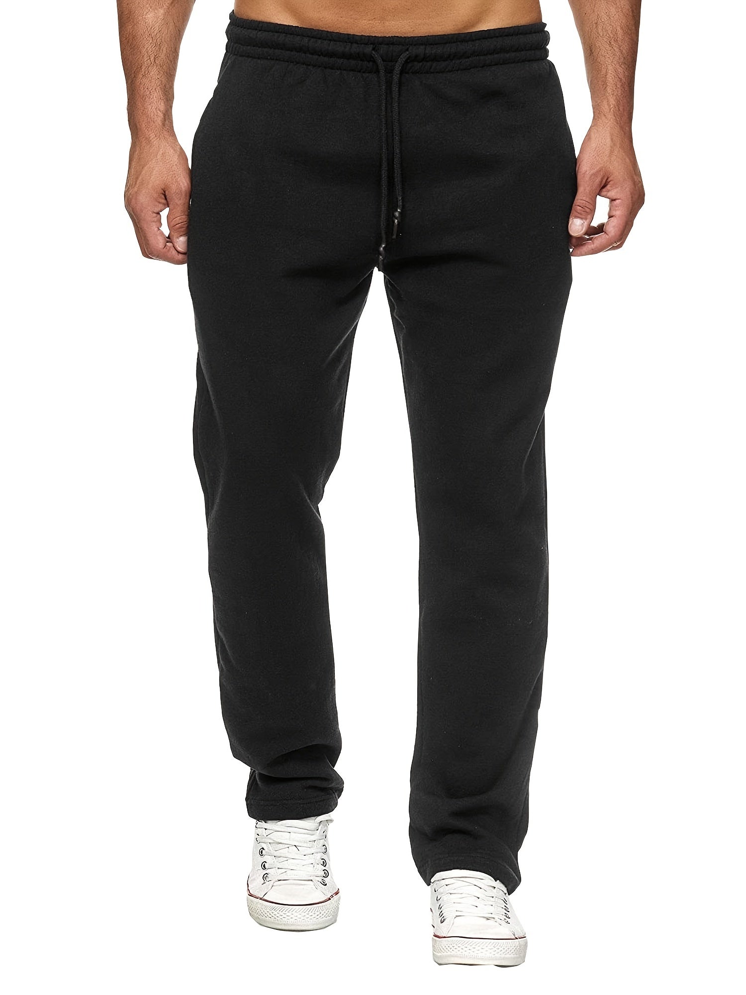 Men'S Fashion Casual Solid Color Fleece-Lined Joggers NovaCart