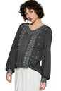 POL Floral Embroidery Woven Top with Lace Trim West2East Surf