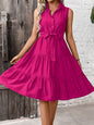 🌴 Women's Ruffle Hem Belted Shirt Maxi Dress FitiqueFit