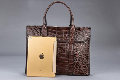 Exotic Croco Leather Laptop Bag - Luxury Genuine Cowhide for Stylish Women Country in My Heart