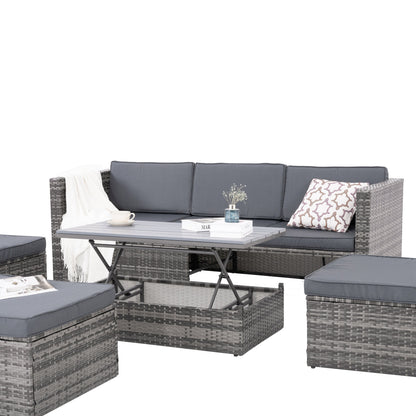 Patio Furniture, Outdoor Furniture, Seasonal PE Wicker Furniture,5 Set Wicker Furniture With Plywood Coffee Table V.I.P Digital Presence