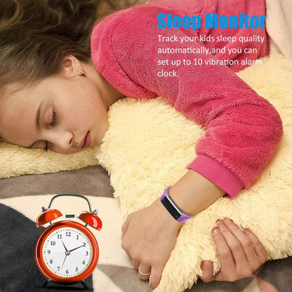Slim Fitness Tracker Watch for Kids Girls Boys Teens, Waterproof Activity Tracker with Pedometer, Calorie and Step Counter, Sleep Monitor, Silent Alarm Clock(Dual Bands)