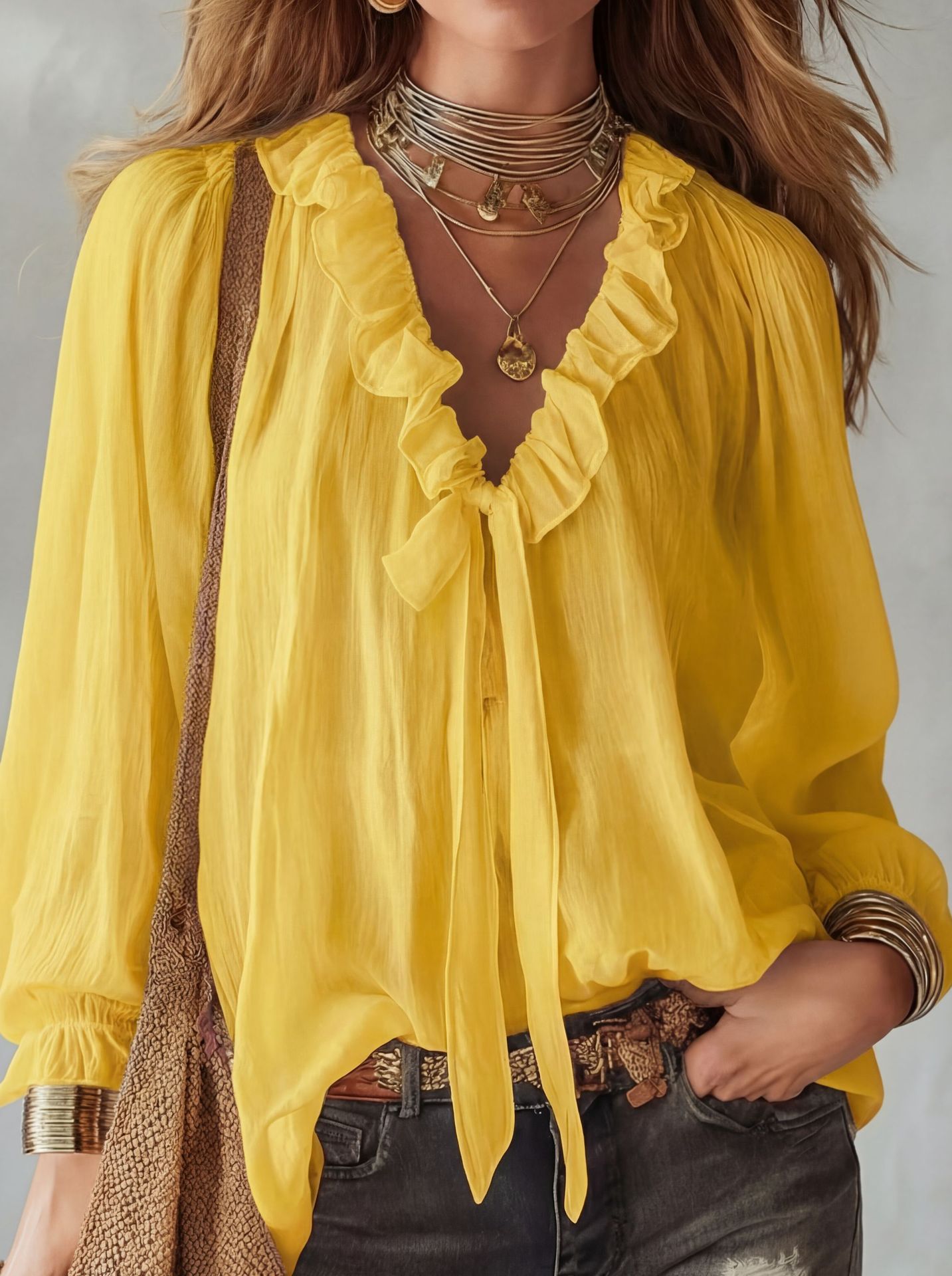V-Neck Loose-Fit Shirt Top – No-Iron, 8 Colors FitiqueFit