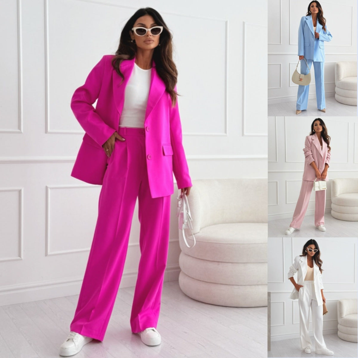Women's Professional Blazer & Trousers Suit Set – Long Sleeve, Full Length FitiqueFit