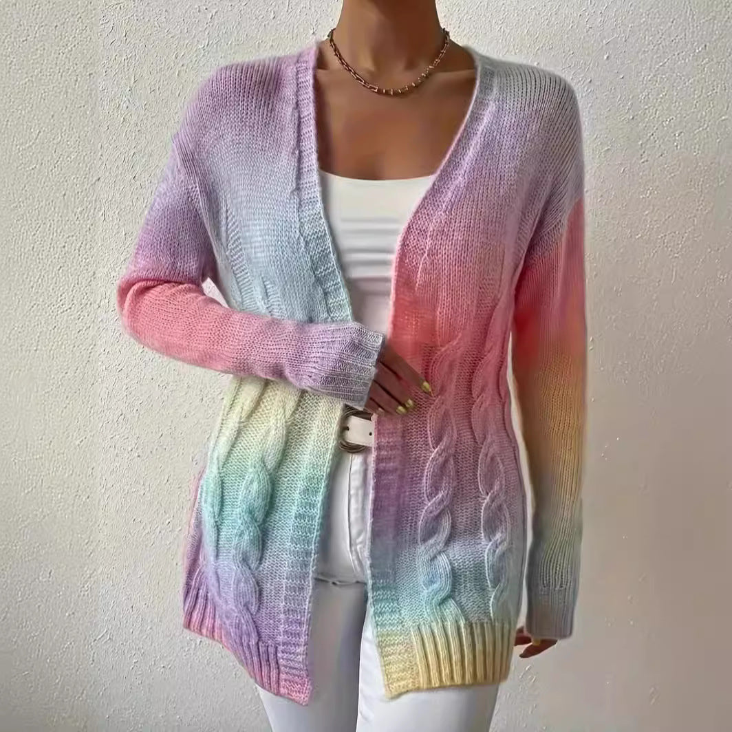 Plus Size Women's Knitted Gradient Trend Fashion Cardigan See size chart under “more details” The Fashion Celestial