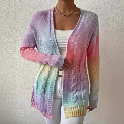 Plus Size Women's Knitted Gradient Trend Fashion Cardigan See size chart under “more details” The Fashion Celestial