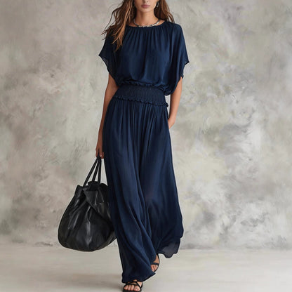 Women's Chiffon High-Waist Ruched Maxi Dress FitiqueFit