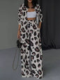 Leopard Print Relaxed Fit Shirt and Pants Two-Piece Set New Era Fashion LLc