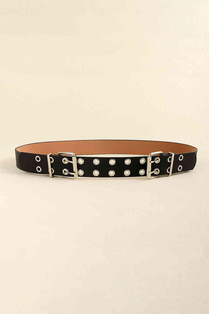 Stylish Chic PU Leather Two Row Eyelet Belt – Durable and Fashion-Forward Design See size chart under “more details” The Fashion Celestial