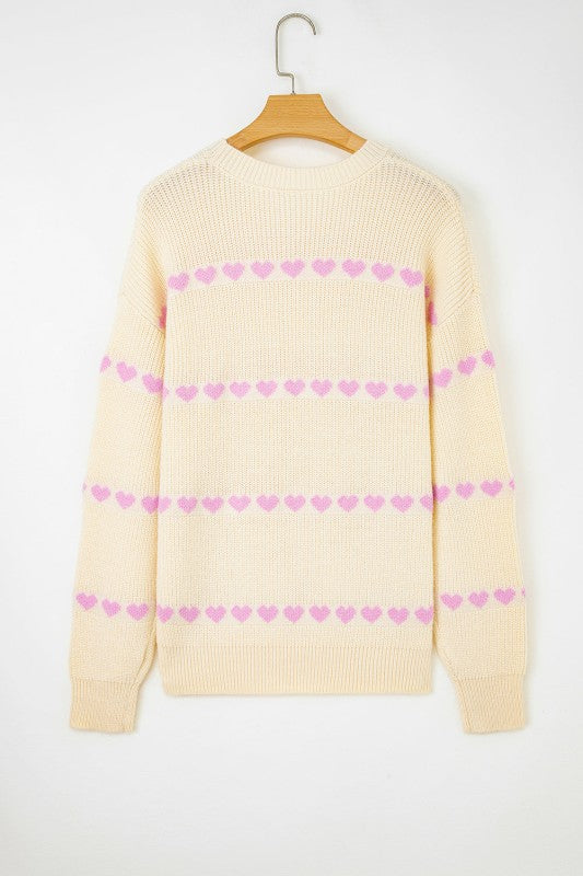 Valentine Heart Ribbed Knit Crewneck Sweater Shop Style & More | Fresh Looks, Everyday Deals & Free Shipping