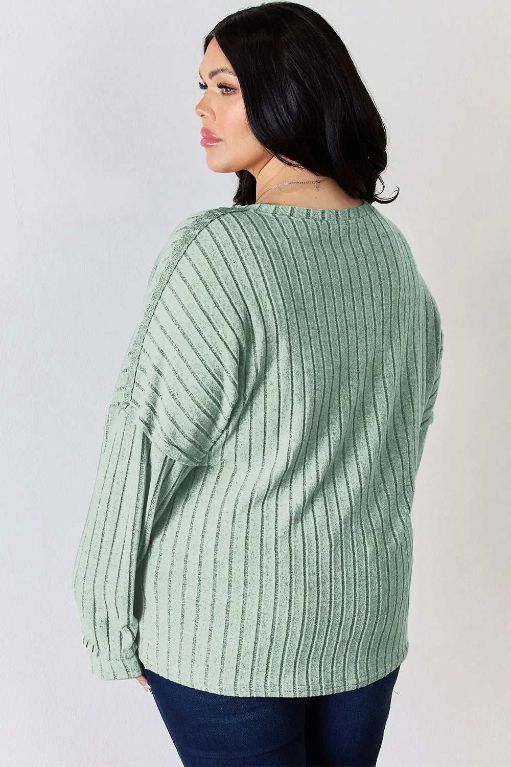 Basic Bae Full Size Ribbed Half Button Long Sleeve T-Shirt New Era Fashion LLc