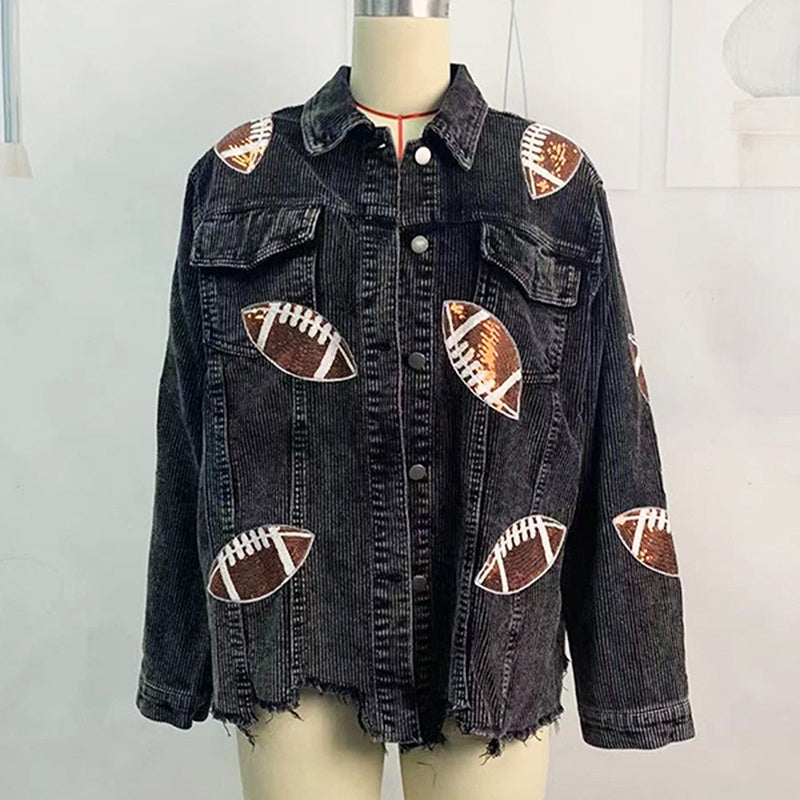 Cropped Corduroy Jacket with Button Front & Raw Hem FitiqueFit